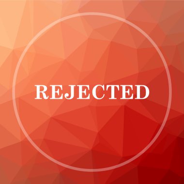 Reddedilen simgesi. Web sitesi düğmesini kırmızı düşük poli arka plan üzerinde reddetti