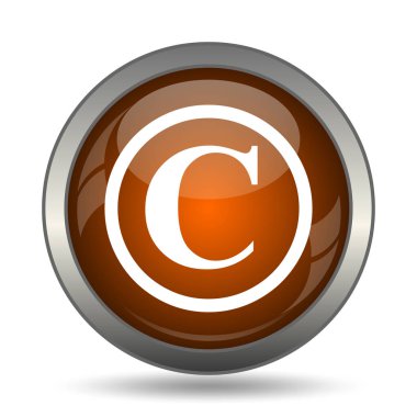 Telif hakkı simgesi. Beyaz arka plan üzerinde Internet düğmesi.