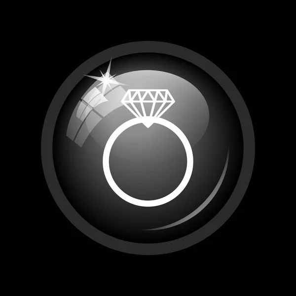 Icono Anillo Diamante Botón Internet Sobre Fondo Negro — Foto de Stock
