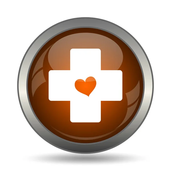 Kříž Ikony Srdce Internet Tlačítko Bílém Pozadí — Stock fotografie