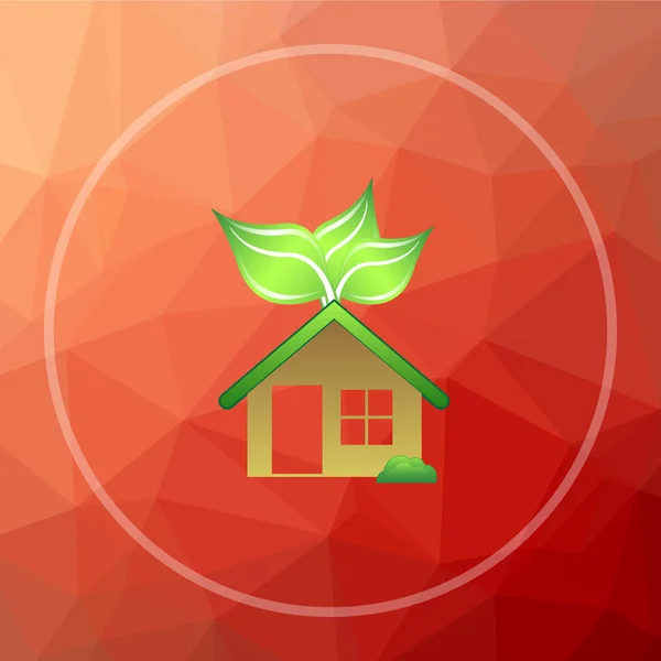 Eco Icono Casa Eco Botón Del Sitio Web Casa Rojo — Foto de Stock