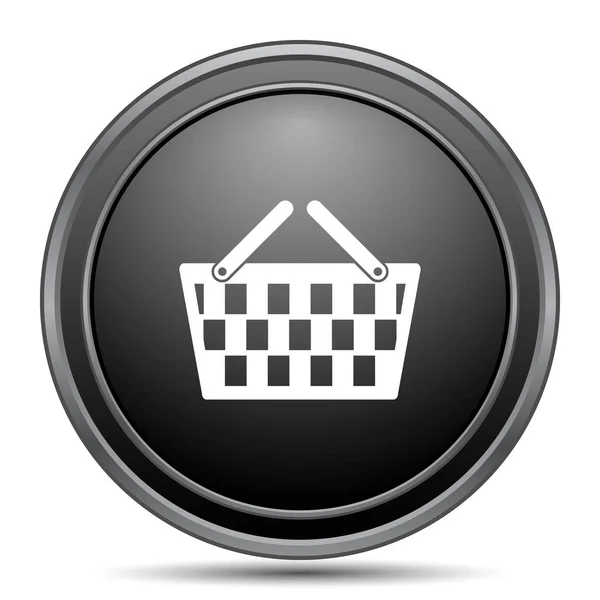 Ícone Cesta Compras Botão Site Preto Fundo Branco — Fotografia de Stock