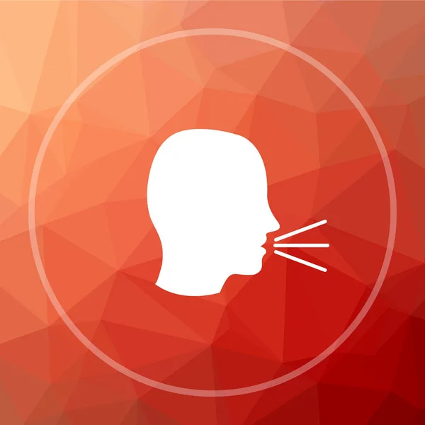 Talking icon. Talking website button on red low poly background