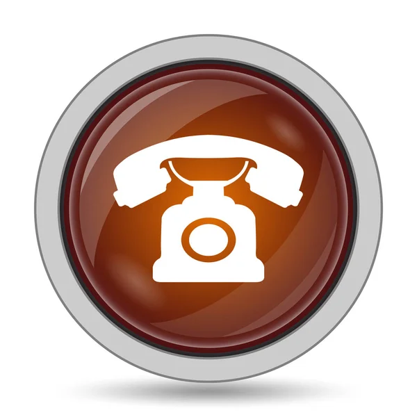 Telefoon Pictogram Oranje Website Knop Witte Achtergrond — Stockfoto