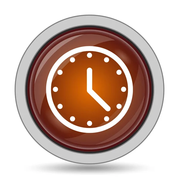 Ícone Relógio Botão Laranja Site Fundo Branco — Fotografia de Stock