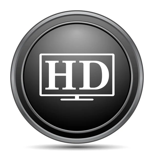 白い背景の上の テレビ アイコン 黒いウェブサイト ボタン — ストック写真
