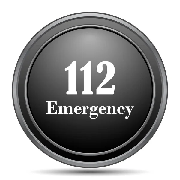 112 Emergency Pictogram Zwarte Website Knop Witte Achtergrond — Stockfoto