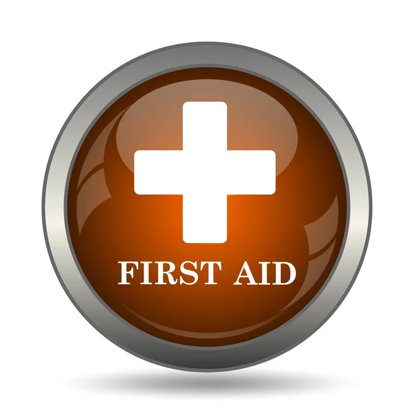 Ícone Primeiros Socorros Botão Internet Fundo Branco — Fotografia de Stock