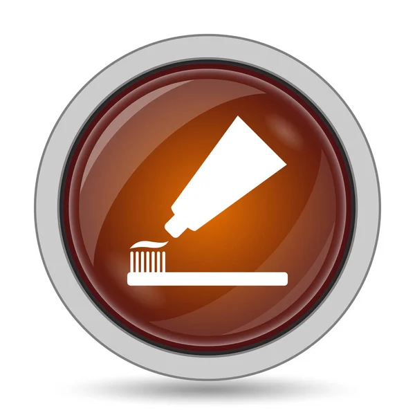 Tooth Paste Brush Icon Orange Website Button White Background — Stock Photo, Image