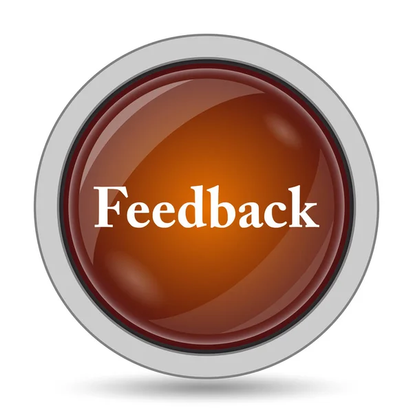 Ícone Feedback Botão Laranja Site Fundo Branco — Fotografia de Stock