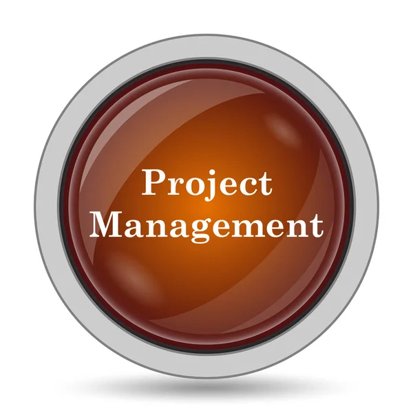 Иконка Управления Проектом Оранжевая Кнопка Белом Фоне — стоковое фото