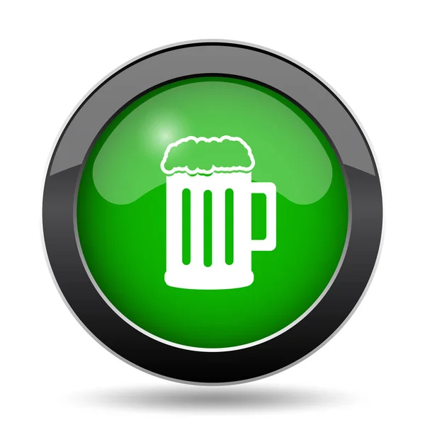 Μπύρα Ιστοσελίδα Εικονίδιο Πράσινο Κουμπί Λευκό Φόντο — Φωτογραφία Αρχείου