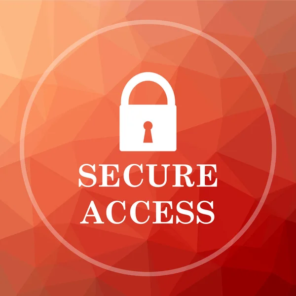 Secure access icon. Secure access website button on red low poly background