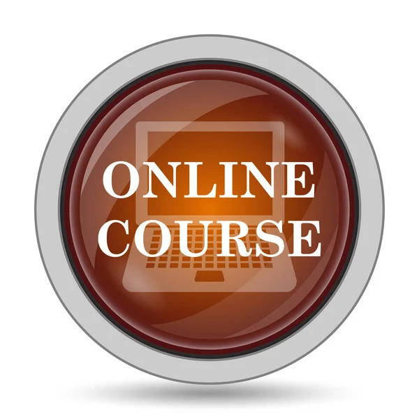 Online Cursus Pictogram Oranje Website Knop Witte Achtergrond — Stockfoto