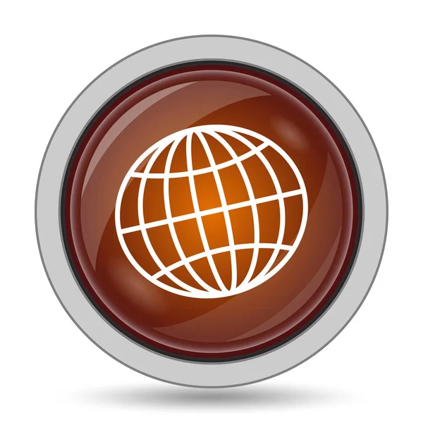 Globo Icono Botón Del Sitio Web Naranja Sobre Fondo Blanco —  Fotos de Stock
