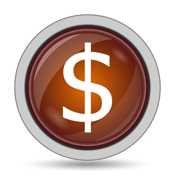Значок Долара Помаранчева Кнопка Веб Сайту Білому Тлі — стокове фото