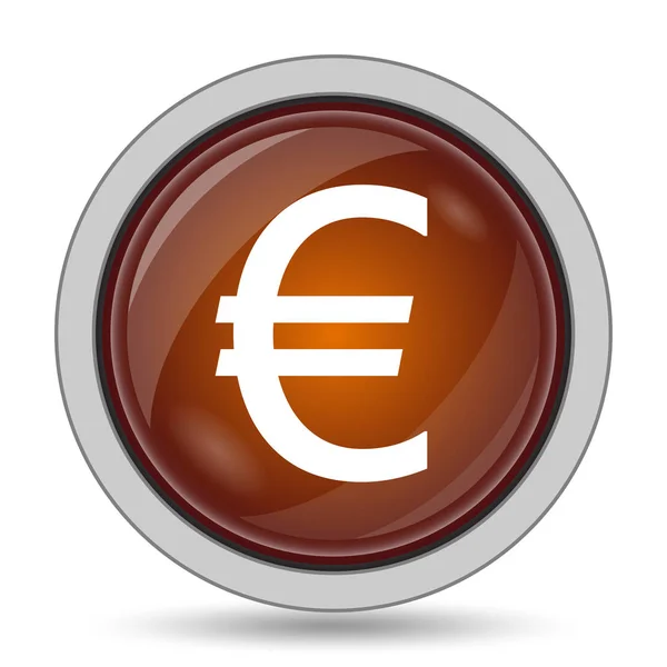 欧元图标 橙色网站按钮白色背景 — 图库照片