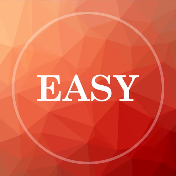 Easy icon. Easy website button on red low poly background