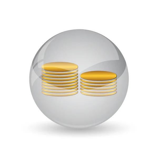 Coins Money Ikona Przycisk Internet Białym Tle — Zdjęcie stockowe