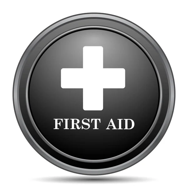 白い背景のアイコン 黒いウェブサイトのボタンを最初の援助 — ストック写真