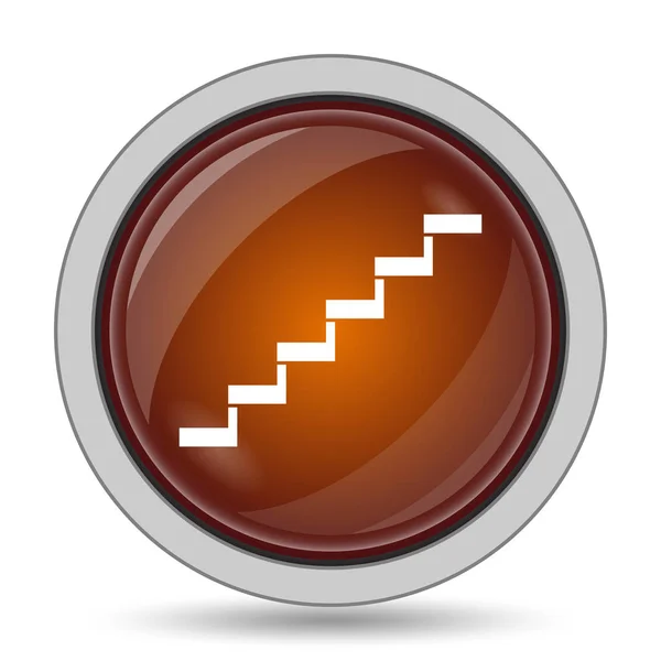 Icono Escaleras Botón Naranja Del Sitio Web Sobre Fondo Blanco — Foto de Stock