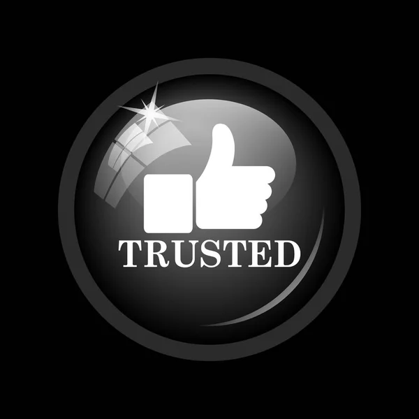 Trusted icon. Internet button on black background.