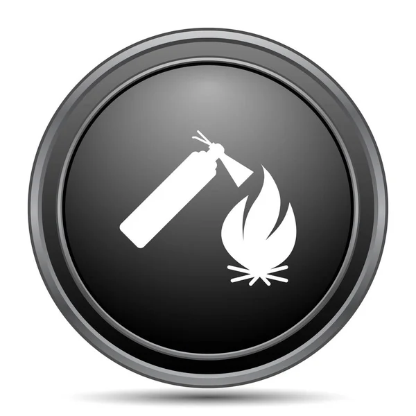 Fire Icon Black Website Button White Background — Stock Photo, Image