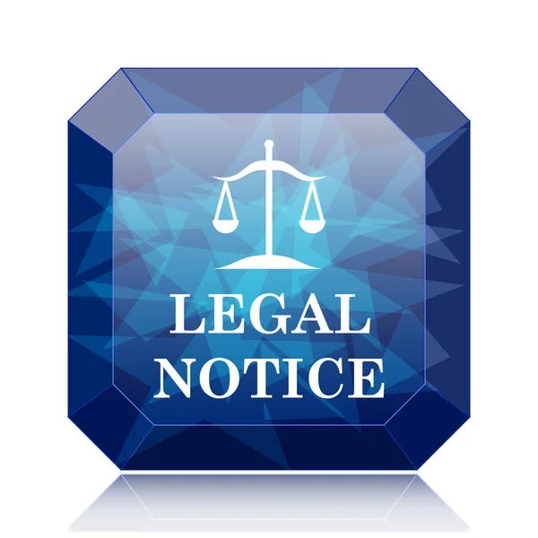 Legal notice icon, blue website button on white background