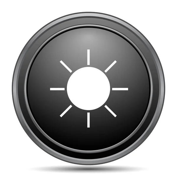 白い背景の太陽アイコン 黒いウェブサイト ボタン — ストック写真
