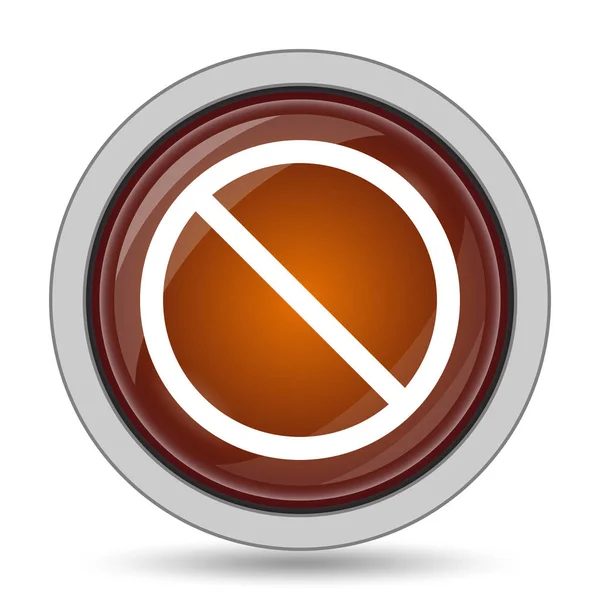 Icono Prohibido Botón Del Sitio Web Naranja Sobre Fondo Blanco — Foto de Stock