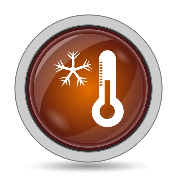 雪花与温度计图标 橙色网站按钮白色背景 — 图库照片
