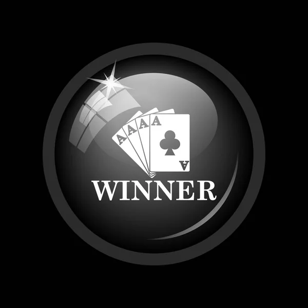 Ikona Winner Poker Przycisk Internet Czarnym Tle — Zdjęcie stockowe