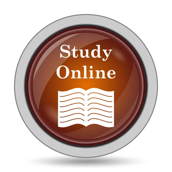 Study Online Icon Orange Website Button White Background — Stock Photo, Image