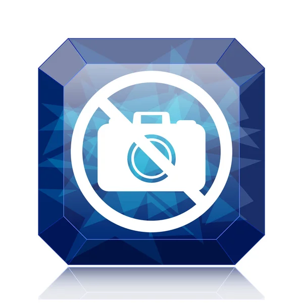 Ícone Câmera Proibida Botão Azul Site Fundo Branco — Fotografia de Stock