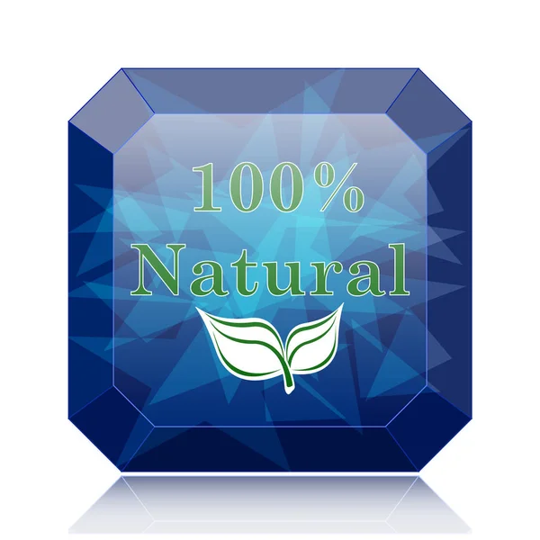Ícone 100 Natural Botão Azul Site Fundo Branco — Fotografia de Stock