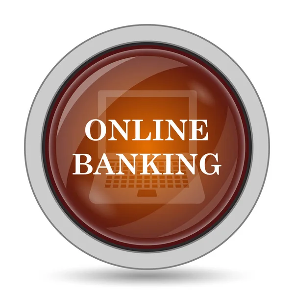 Online Banking Icon Orange Website Button White Background — Stock Photo, Image
