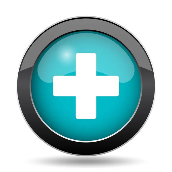 医療アイコンのクロス 医療ウェブサイトのボタンを白い背景のクロス — ストック写真