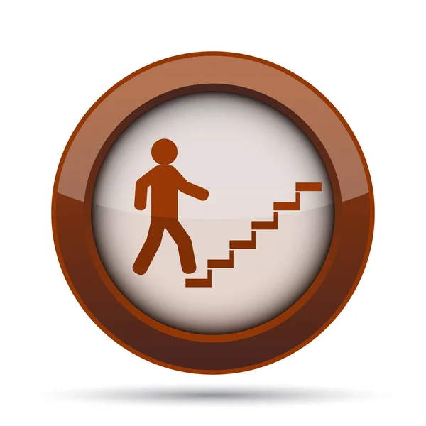 Şadamı Merdivenlerde Başarı Simgesi Beyaz Arka Plan Üzerinde Internet Düğmesi — Stok fotoğraf