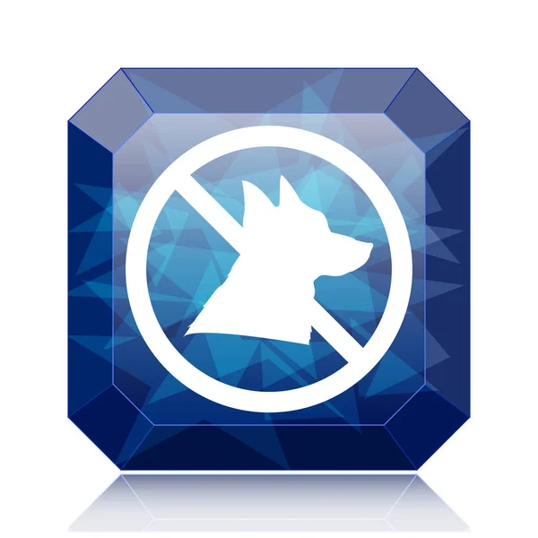 白い背景のアイコン 青いウェブサイトのボタンを禁じられた犬 — ストック写真
