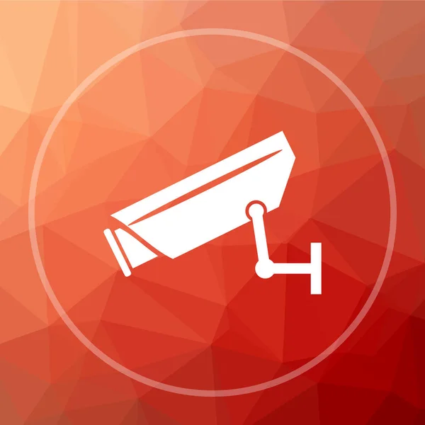 Surveillance camera icon. Surveillance camera website button on red low poly background