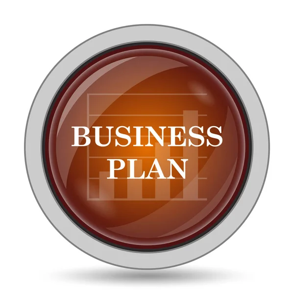 Business plan icon, orange website button on white background