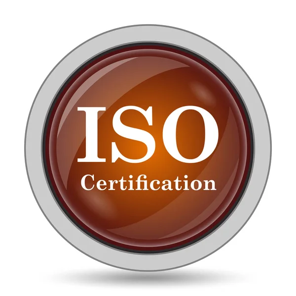 Icono Certificación Iso Botón Naranja Del Sitio Web Sobre Fondo — Foto de Stock