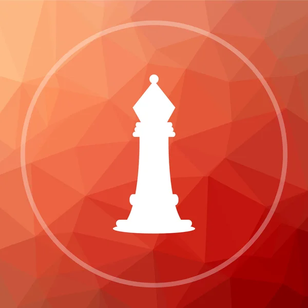 Chess icon. Chess website button on red low poly background