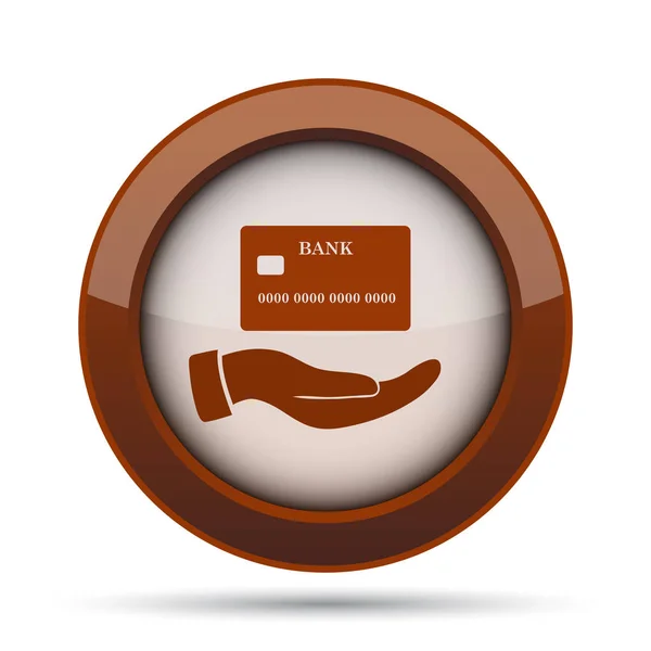 Kézben tartó hitelkártya ikon — Stock Fotó