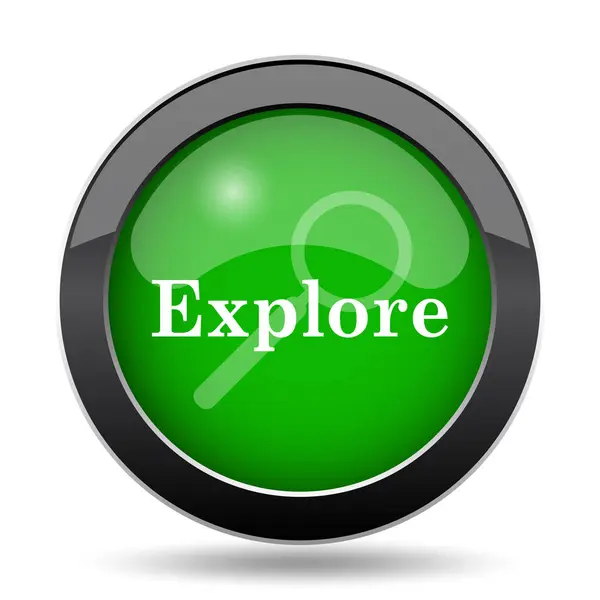 Explore Icon Green Website Button White Background — Stock Photo, Image