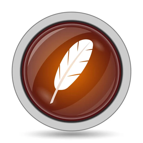 羽白い背景のウェブサイトのボタンをアイコン オレンジ — ストック写真