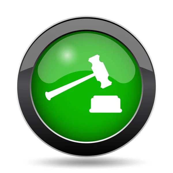 Значок Судьи Молотка Зеленая Кнопка Сайта Белом Фоне — стоковое фото