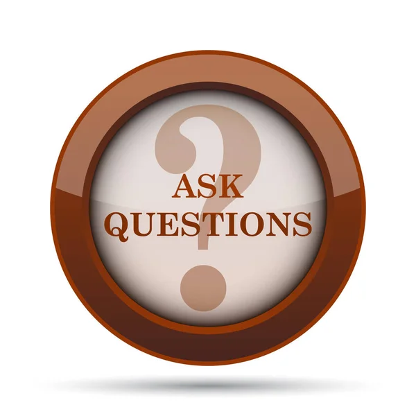 Ask questions icon. Internet button on white background.