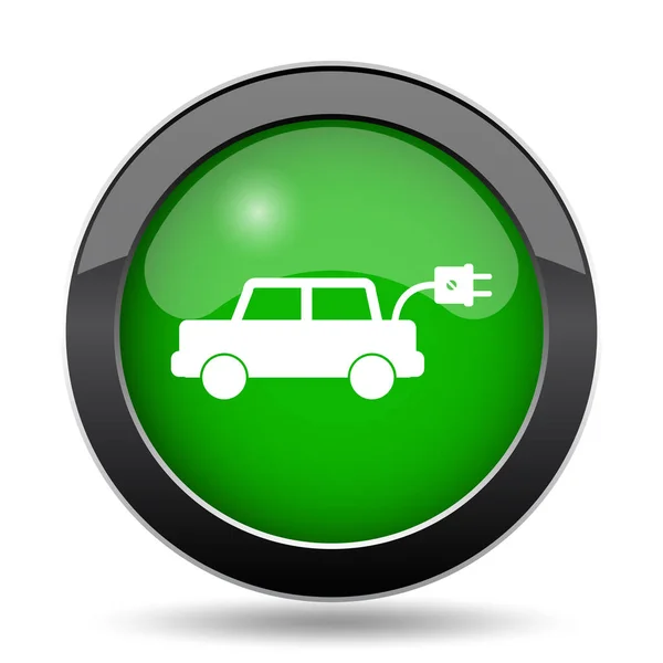 Ηλεκτρικό Αυτοκίνητο Ιστοσελίδα Εικονίδιο Πράσινο Κουμπί Λευκό Φόντο — Φωτογραφία Αρχείου