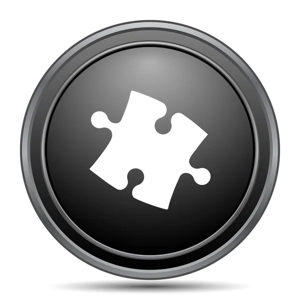 パズルのピースのアイコン 白の背景に黒のウェブサイト ボタン — ストック写真